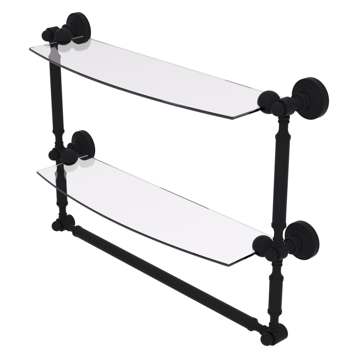 Allied Brass WP-34TB/18-BKM Waverly Place 18" 2-Tiered Matte Black Glass Shelf