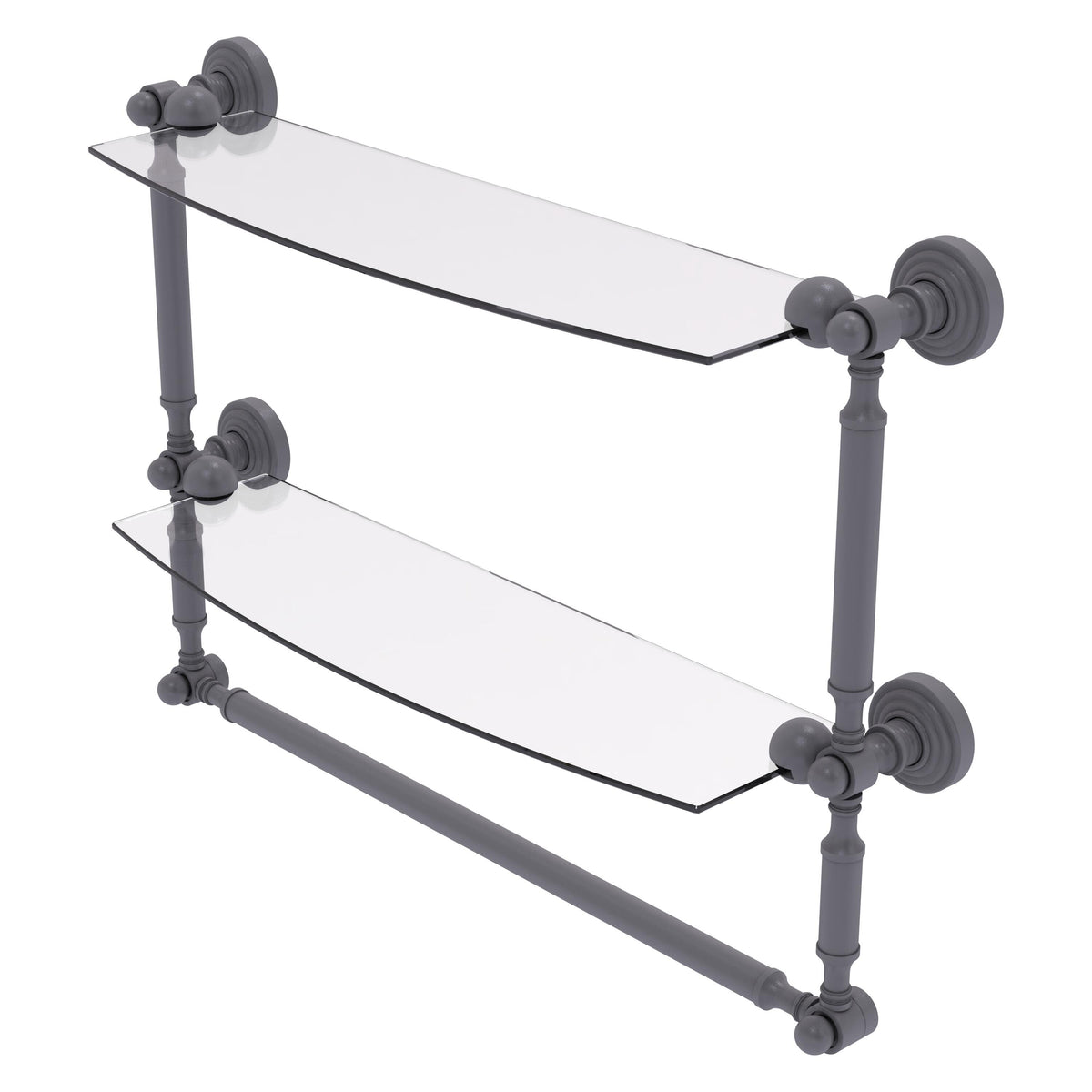 Allied Brass WP-34TB/18-GYM Waverly Place 18" 2-Tiered Matte Gray Glass Shelf
