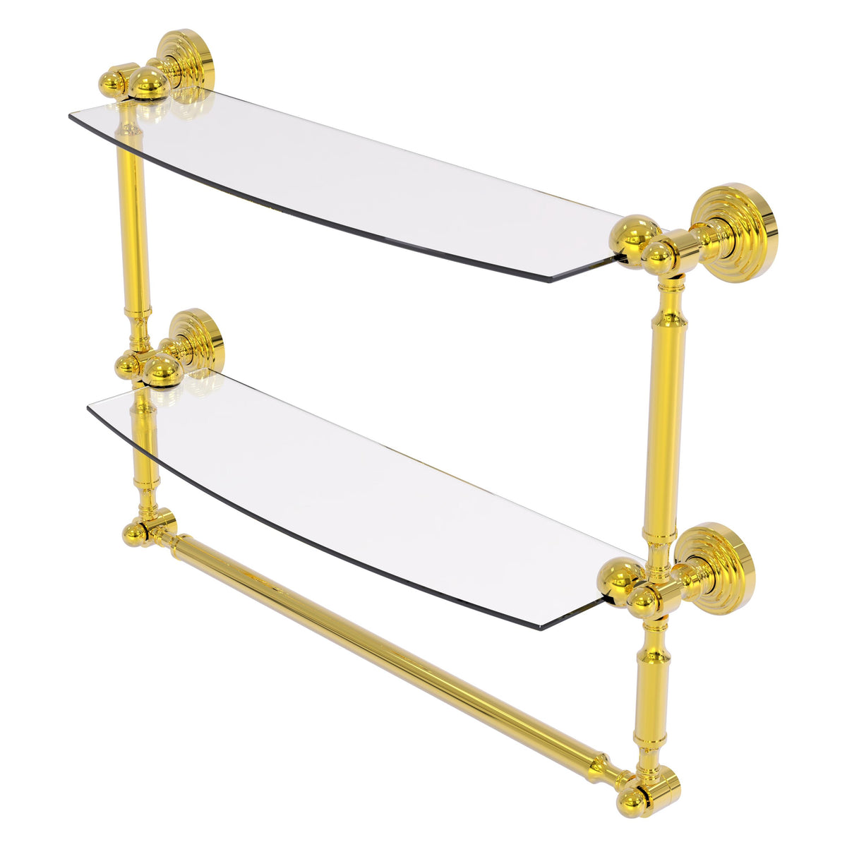 Allied Brass WP-34TB/18-PB Waverly Place 18" 2-Tiered Polished Brass Glass Shelf