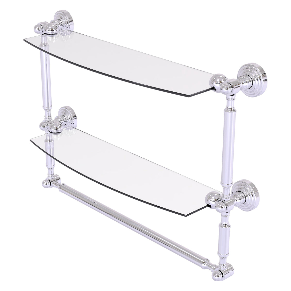 Allied Brass WP-34TB/18-PC Waverly Place 18" 2-Tiered Polished Chrome Glass Shelf