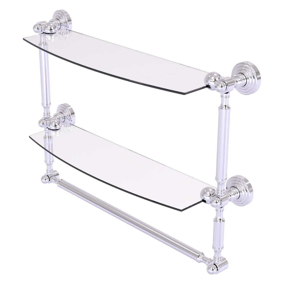 Allied Brass WP-34TB/18-SCH Waverly Place 18" 2-Tiered Satin Chrome Glass Shelf