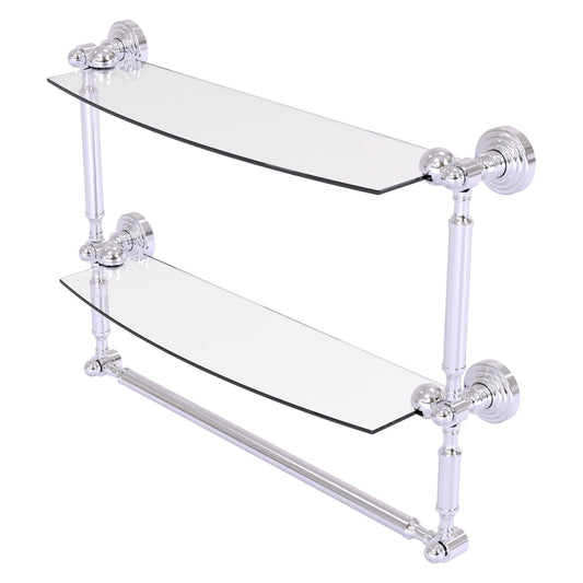 Allied Brass WP-34TB/18-SCH Waverly Place 18" 2-Tiered Satin Chrome Glass Shelf