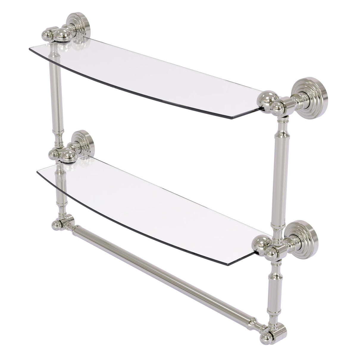 Allied Brass WP-34TB/18-SN Waverly Place 18" 2-Tiered Satin Nickel Glass Shelf
