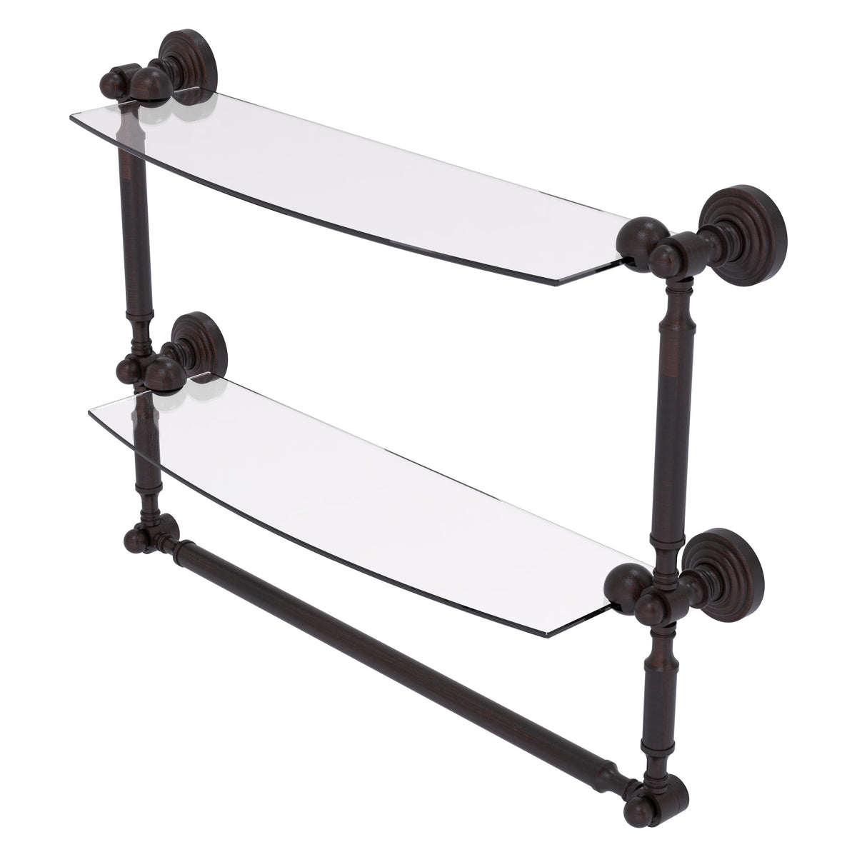 Allied Brass WP-34TB/18-VB Waverly Place 18" 2-Tiered Venetian Bronze Glass Shelf