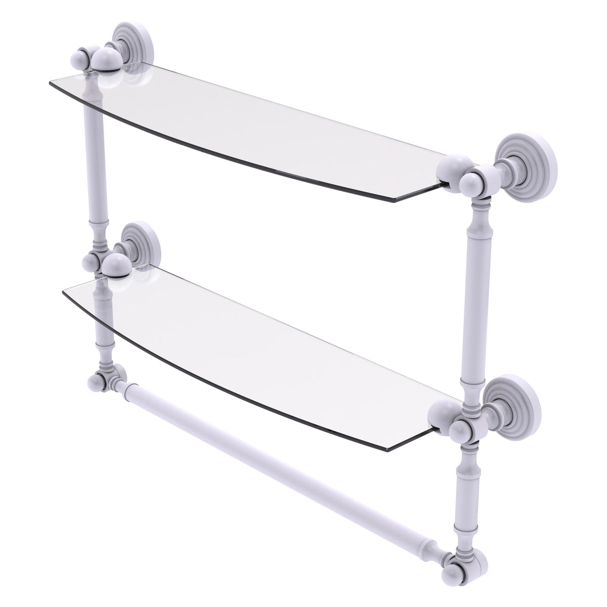 Allied Brass WP-34TB/18-WHM Waverly Place 18" 2-Tiered Matte White Glass Shelf