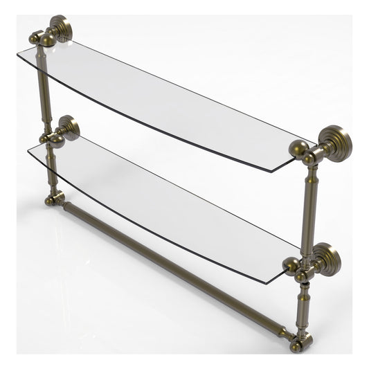 Allied Brass WP-34TB/24-ABR Waverly Place 24" 2-Tiered Antique Brass Glass Shelf