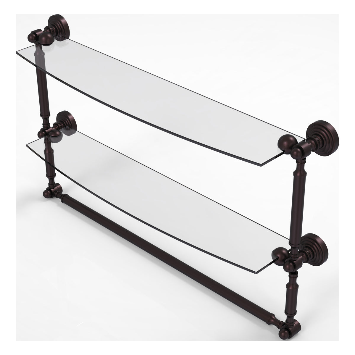 Allied Brass WP-34TB/24-ABZ Waverly Place 24" 2-Tiered Antique Bronze Glass Shelf