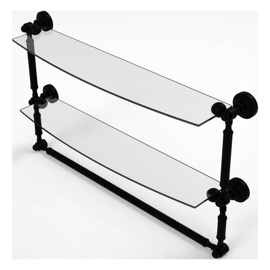 Allied Brass WP-34TB/24-BKM Waverly Place 24" 2-Tiered Matte Black Glass Shelf
