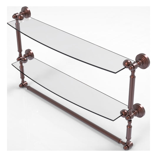Allied Brass WP-34TB/24-CA Waverly Place 24" 2-Tiered Antique Copper Glass Shelf