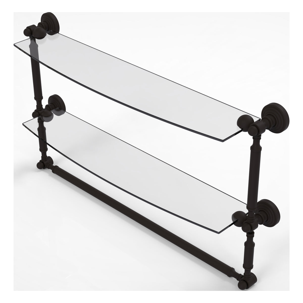 Allied Brass WP-34TB/24-ORB Waverly Place 24" 2-Tiered Oil Rubbed Bronze Glass Shelf