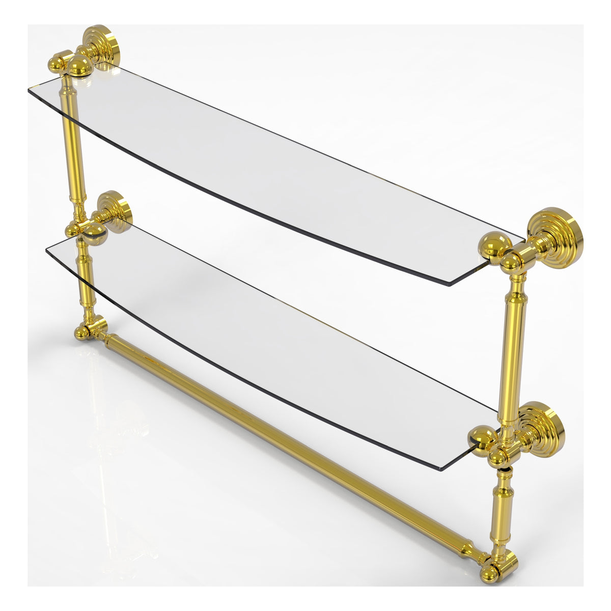 Allied Brass WP-34TB/24-PB Waverly Place 24" 2-Tiered Polished Brass Glass Shelf