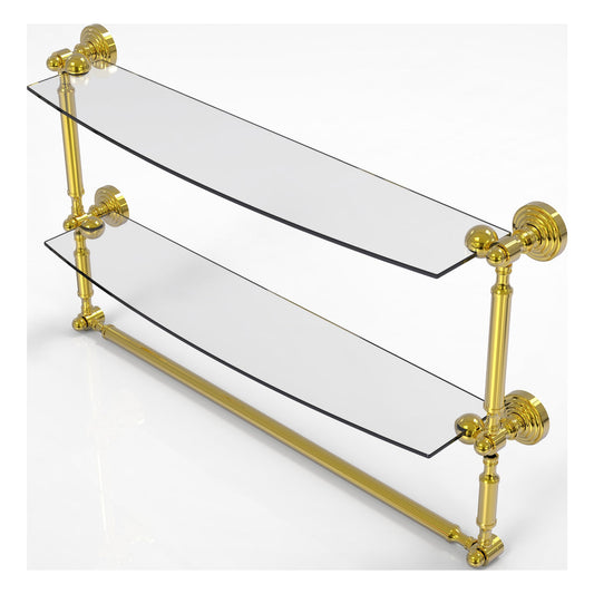 Allied Brass WP-34TB/24-PB Waverly Place 24" 2-Tiered Polished Brass Glass Shelf