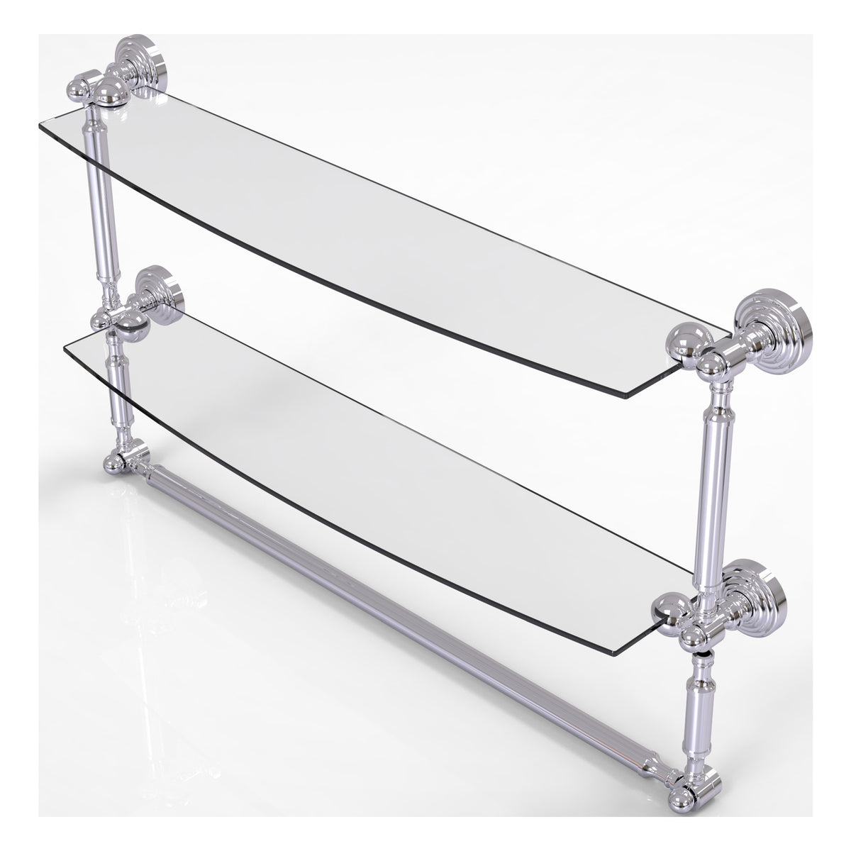 Allied Brass WP-34TB/24-PC Waverly Place 24" 2-Tiered Polished Chrome Glass Shelf