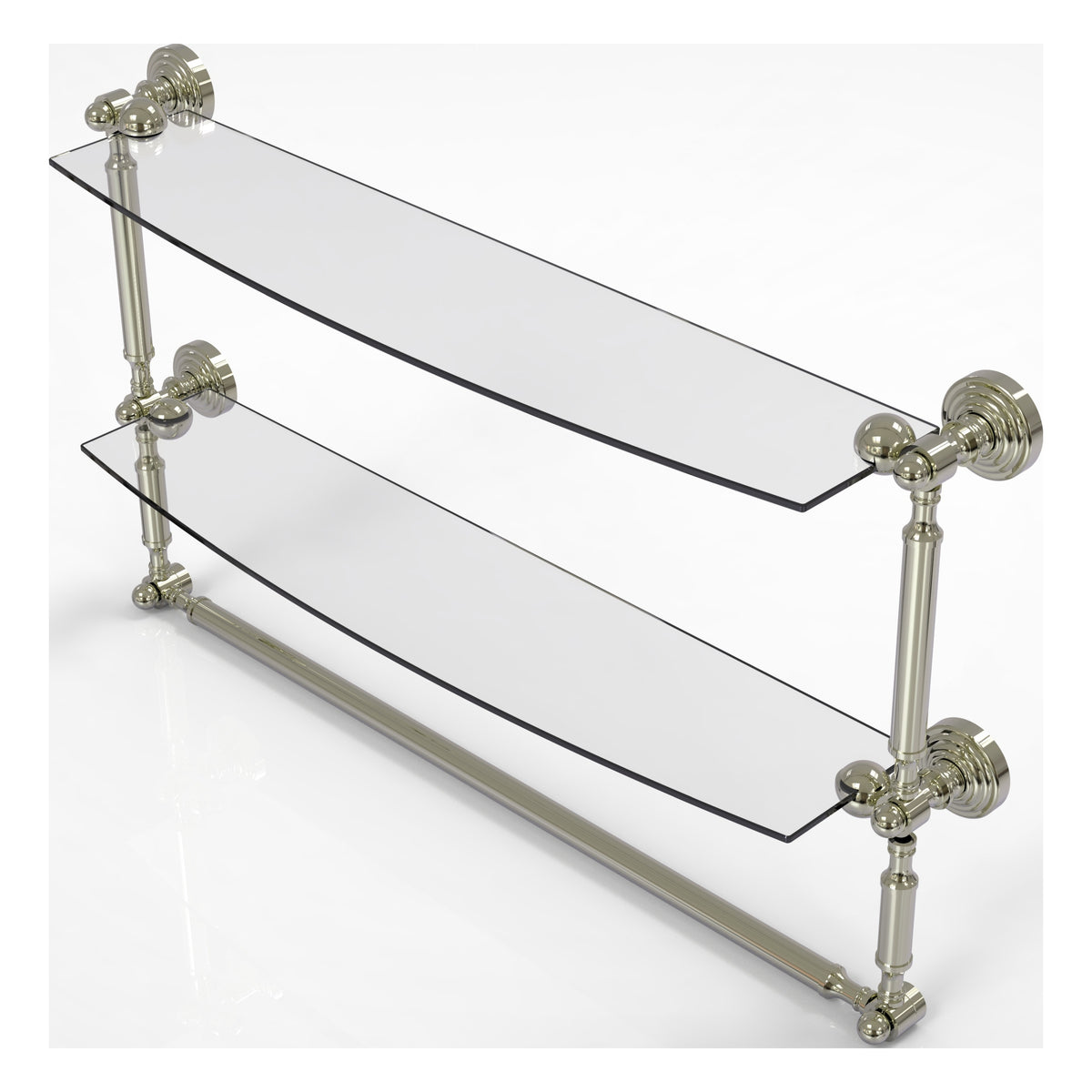 Allied Brass WP-34TB/24-PNI Waverly Place 24" 2-Tiered Polished Nickel Glass Shelf