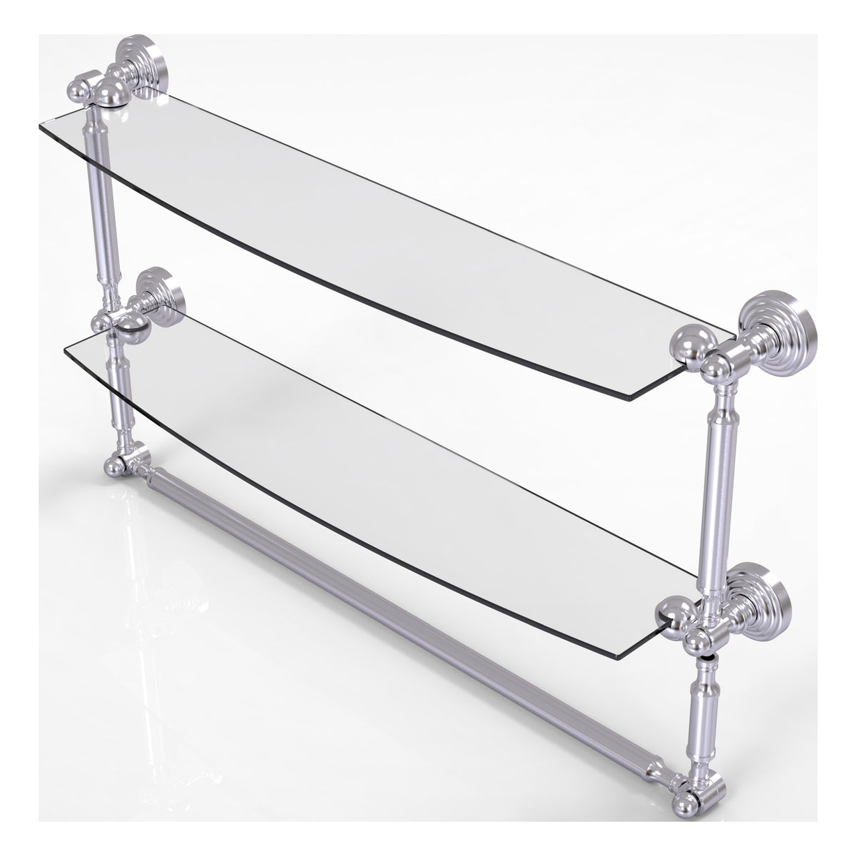 Allied Brass WP-34TB/24-SCH Waverly Place 24" 2-Tiered Satin Chrome Glass Shelf