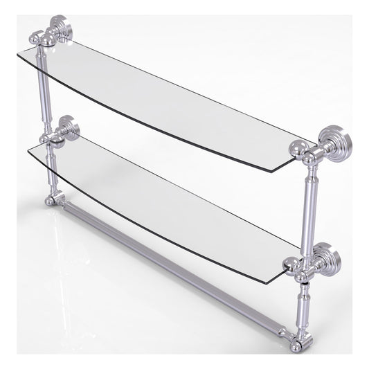 Allied Brass WP-34TB/24-SCH Waverly Place 24" 2-Tiered Satin Chrome Glass Shelf
