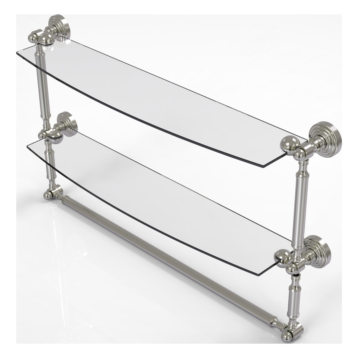 Allied Brass WP-34TB/24-SN Waverly Place 24" 2-Tiered Satin Nickel Glass Shelf
