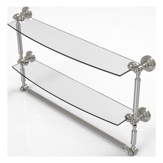 Allied Brass WP-34TB/24-SN Waverly Place 24" 2-Tiered Satin Nickel Glass Shelf