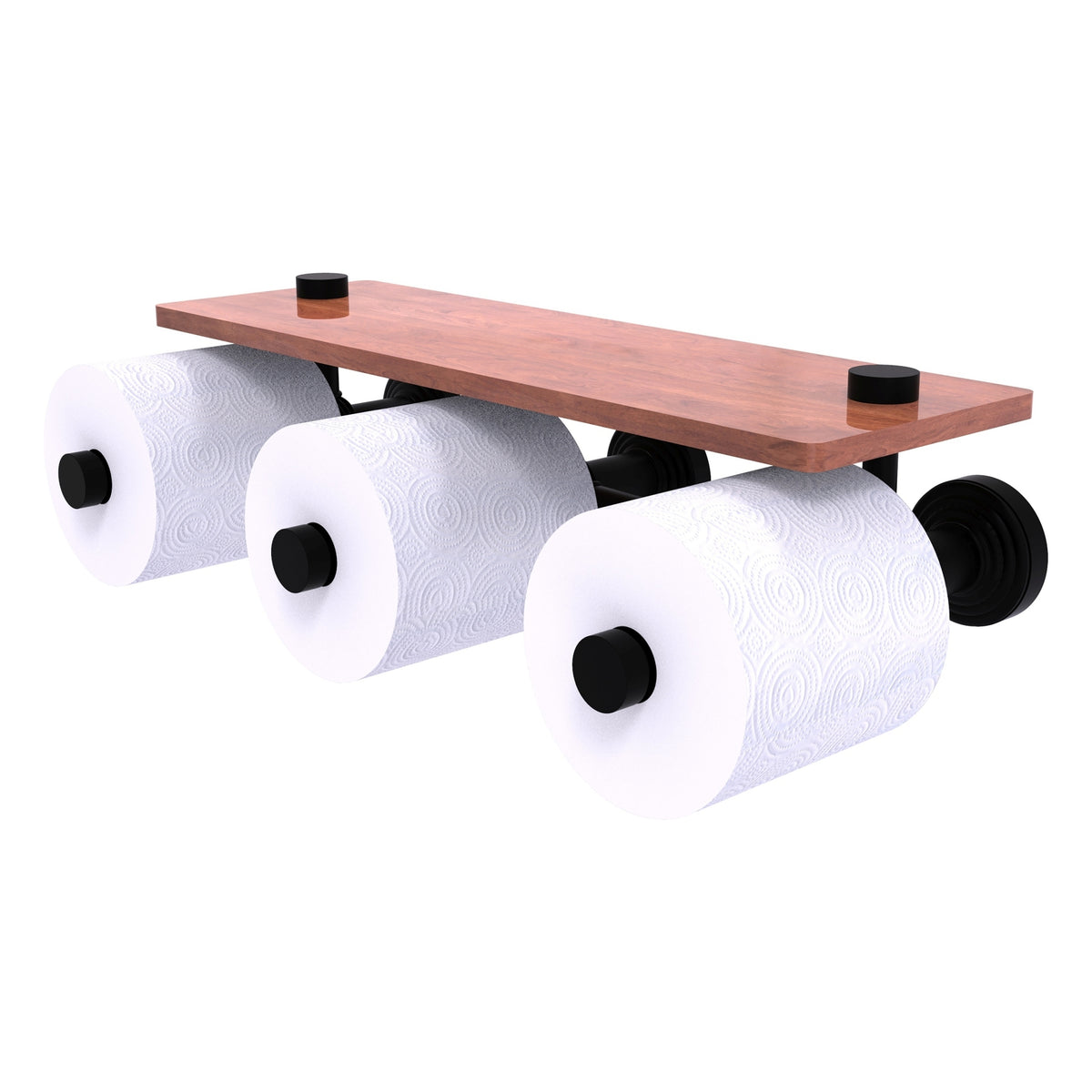Allied Brass WP-35-3S-IRW-BKM Waverly Place 3-Roll Matte Black Horizontal Reserve Toilet Tissue Holder