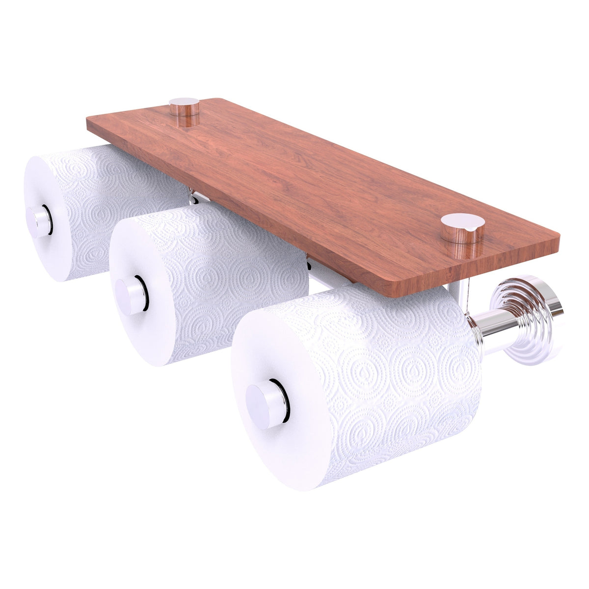 Allied Brass WP-35-3S-IRW-PC Waverly Place 3-Roll Polished Chrome Horizontal Reserve Toilet Tissue Holder