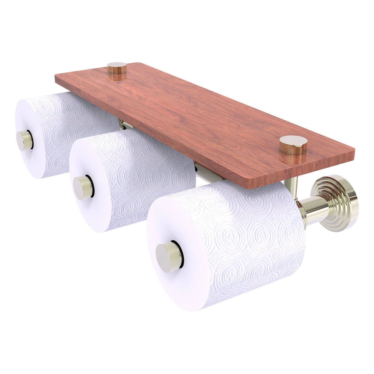 Allied Brass WP-35-3S-IRW-PNI Waverly Place 3-Roll Polished Nickel Horizontal Reserve Toilet Tissue Holder