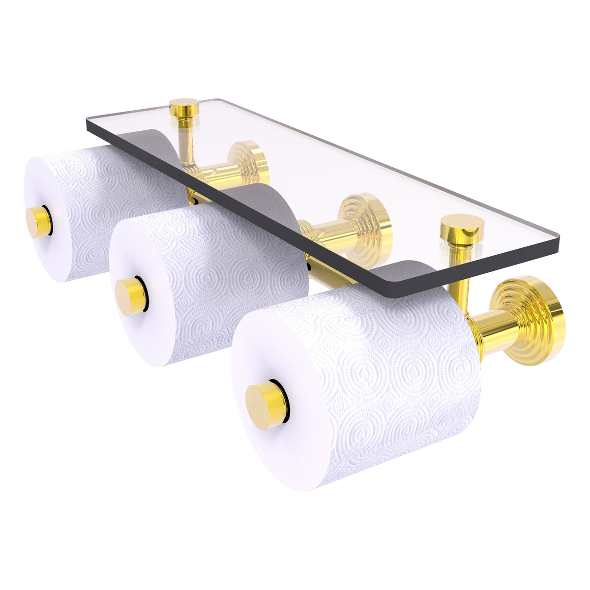Allied Brass WP-35-3S-PB Waverly Place 3-Roll Polished Brass Horizontal Reserve Toilet Tissue Holder