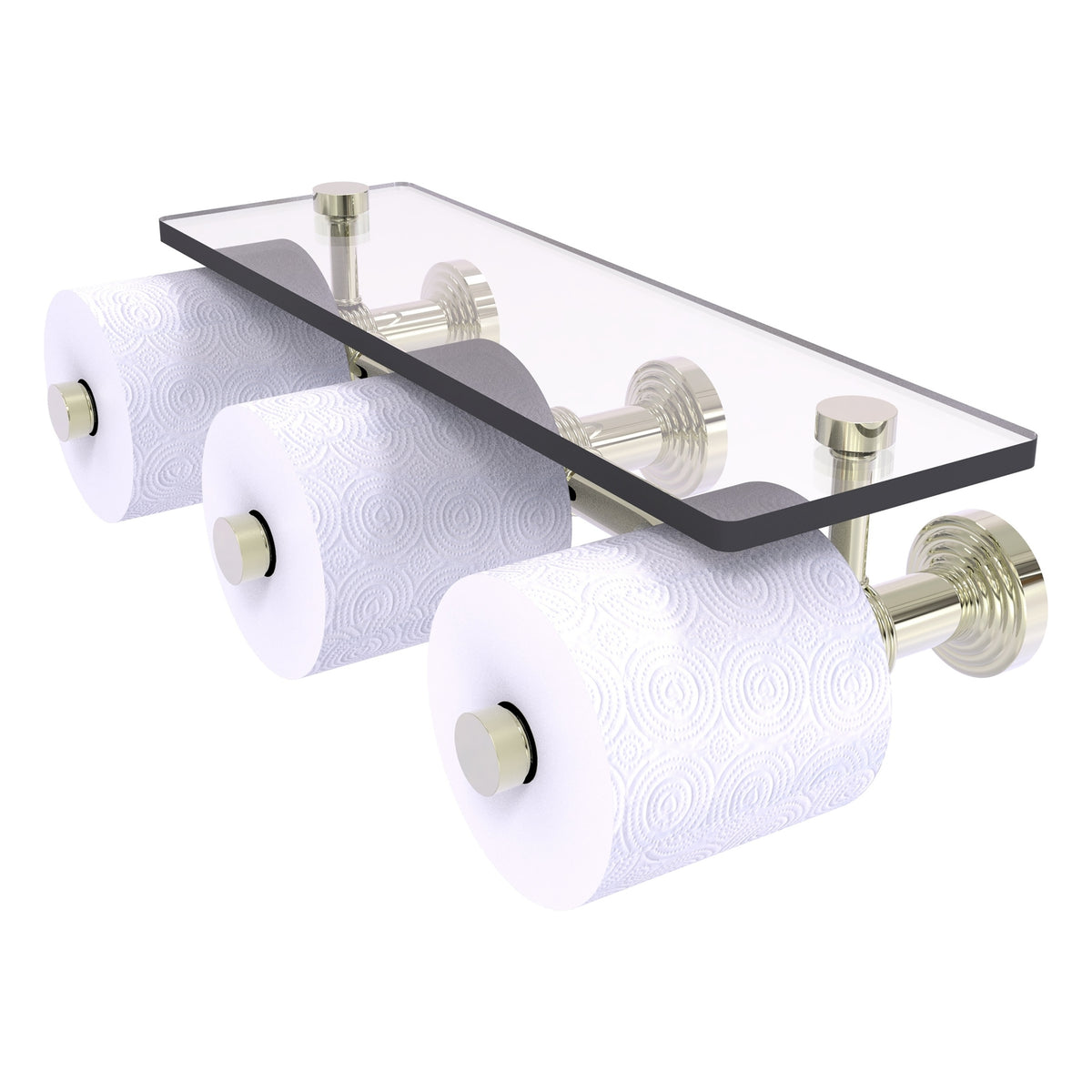 Allied Brass WP-35-3S-PNI Waverly Place 3-Roll Polished Nickel Horizontal Reserve Toilet Tissue Holder