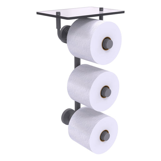 Allied Brass WP-35-3VS-GYM Waverly Place 3-Roll Matte Gray Toilet Tissue Holder