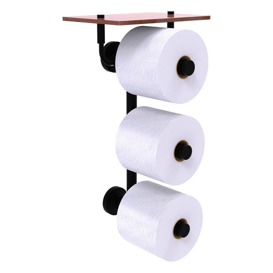 Allied Brass WP-35-3VS-IRW-BKM Waverly Place 3-Roll Matte Black Toilet Tissue Holder