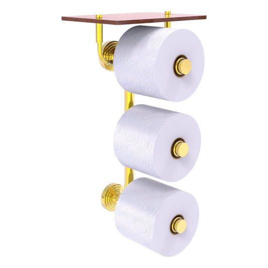 Allied Brass WP-35-3VS-IRW-PB Waverly Place 3-Roll Polished Brass Toilet Tissue Holder