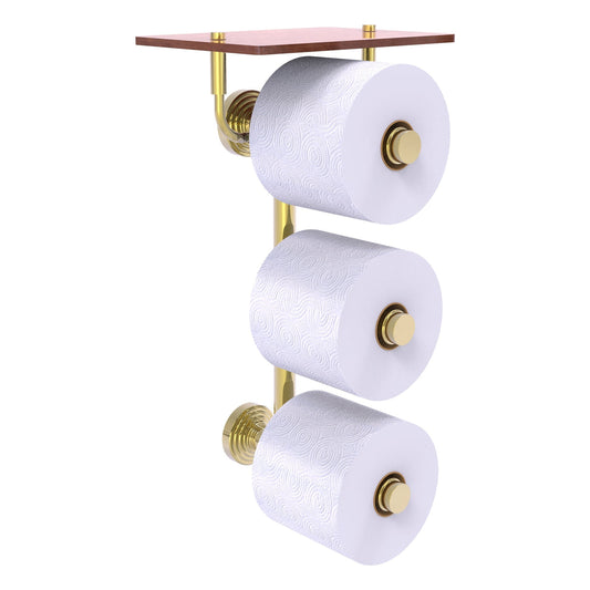 Allied Brass WP-35-3VS-IRW-UNL Waverly Place 3-Roll Unlacquered Brass Toilet Tissue Holder