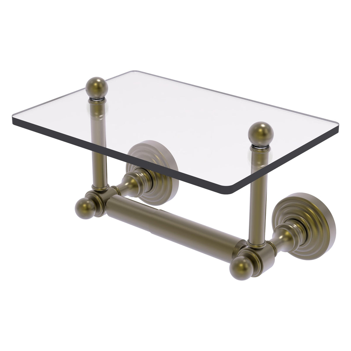 Allied Brass WP-GLT-24-ABR Waverly Place 2-Post Antique Brass Toilet Tissue Holder