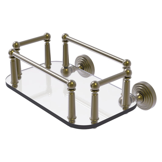 Allied Brass WP-GT-5-ABR Waverly Place Antique Brass Wall-Mounted Glass Guest Towel Tray