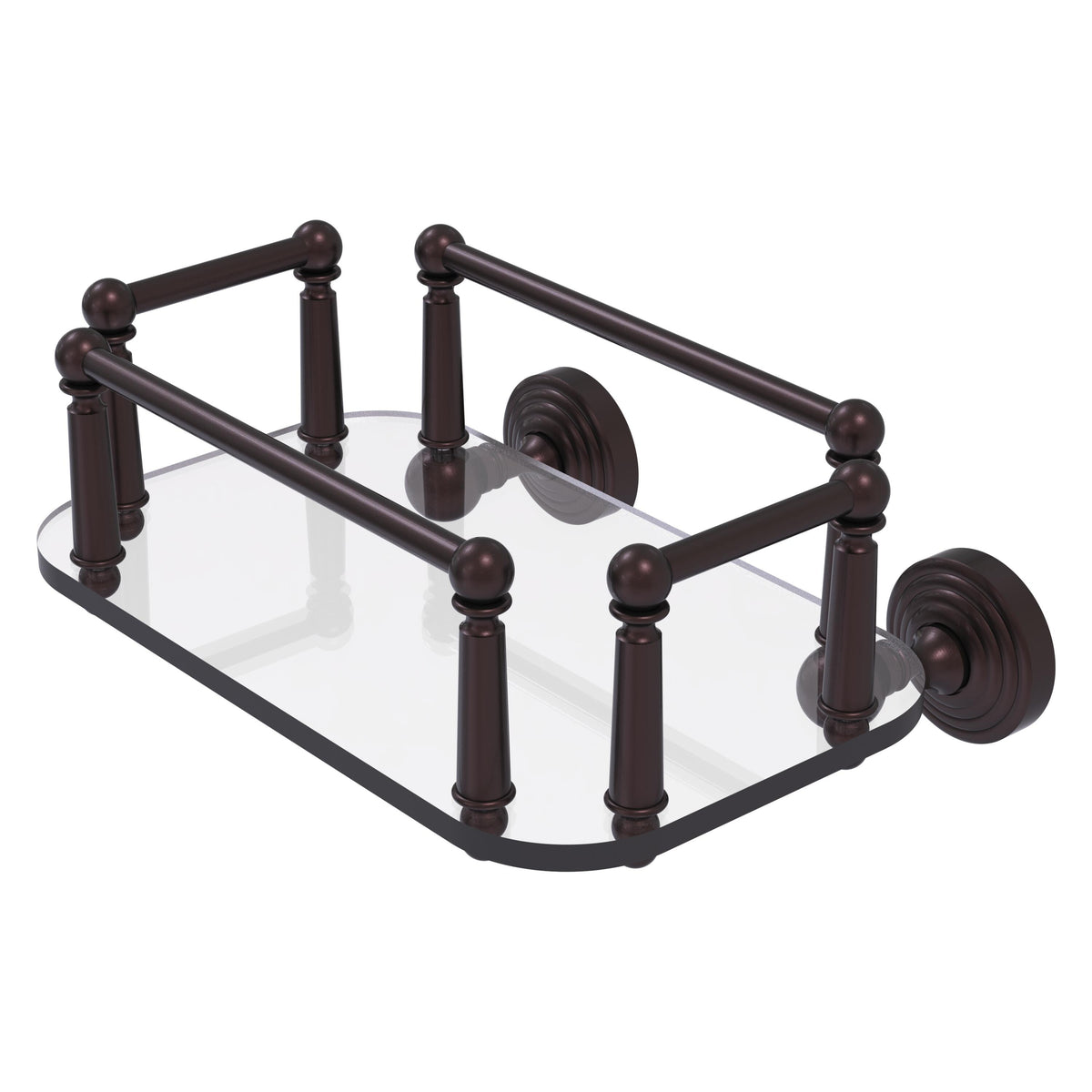 Allied Brass WP-GT-5-ABZ Waverly Place Antique Bronze Wall-Mounted Glass Guest Towel Tray