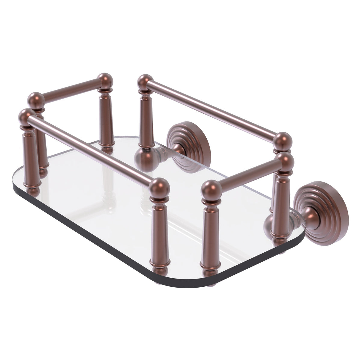 Allied Brass WP-GT-5-CA Waverly Place Antique Copper Wall-Mounted Glass Guest Towel Tray