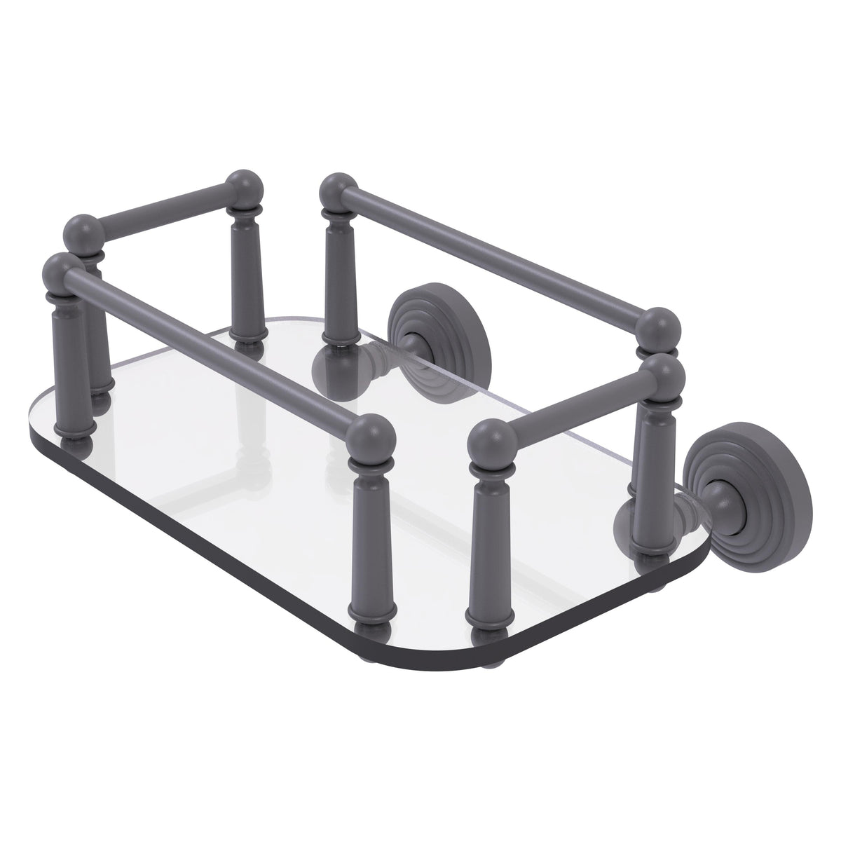 Allied Brass WP-GT-5-GYM Waverly Place Matte Gray Wall-Mounted Glass Guest Towel Tray