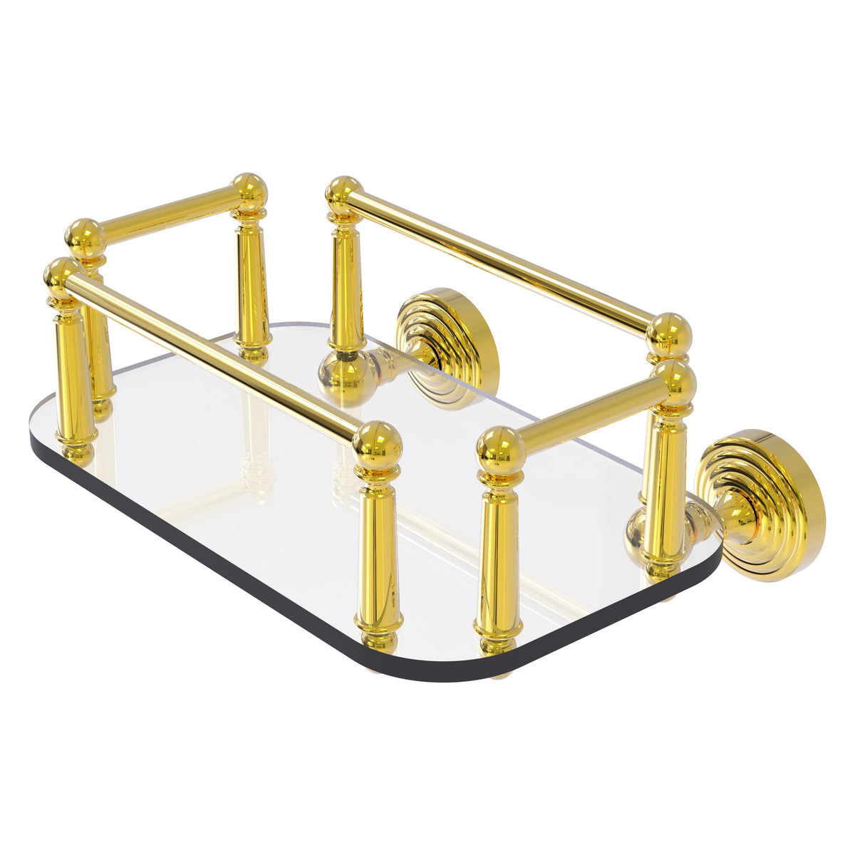 Allied Brass WP-GT-5-PB Waverly Place Polished Brass Wall-Mounted Glass Guest Towel Tray