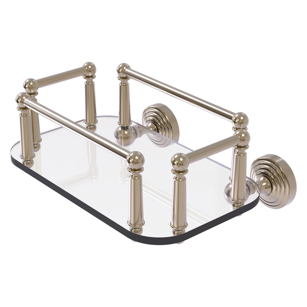Allied Brass WP-GT-5-PEW Waverly Place Antique Pewter Wall-Mounted Glass Guest Towel Tray