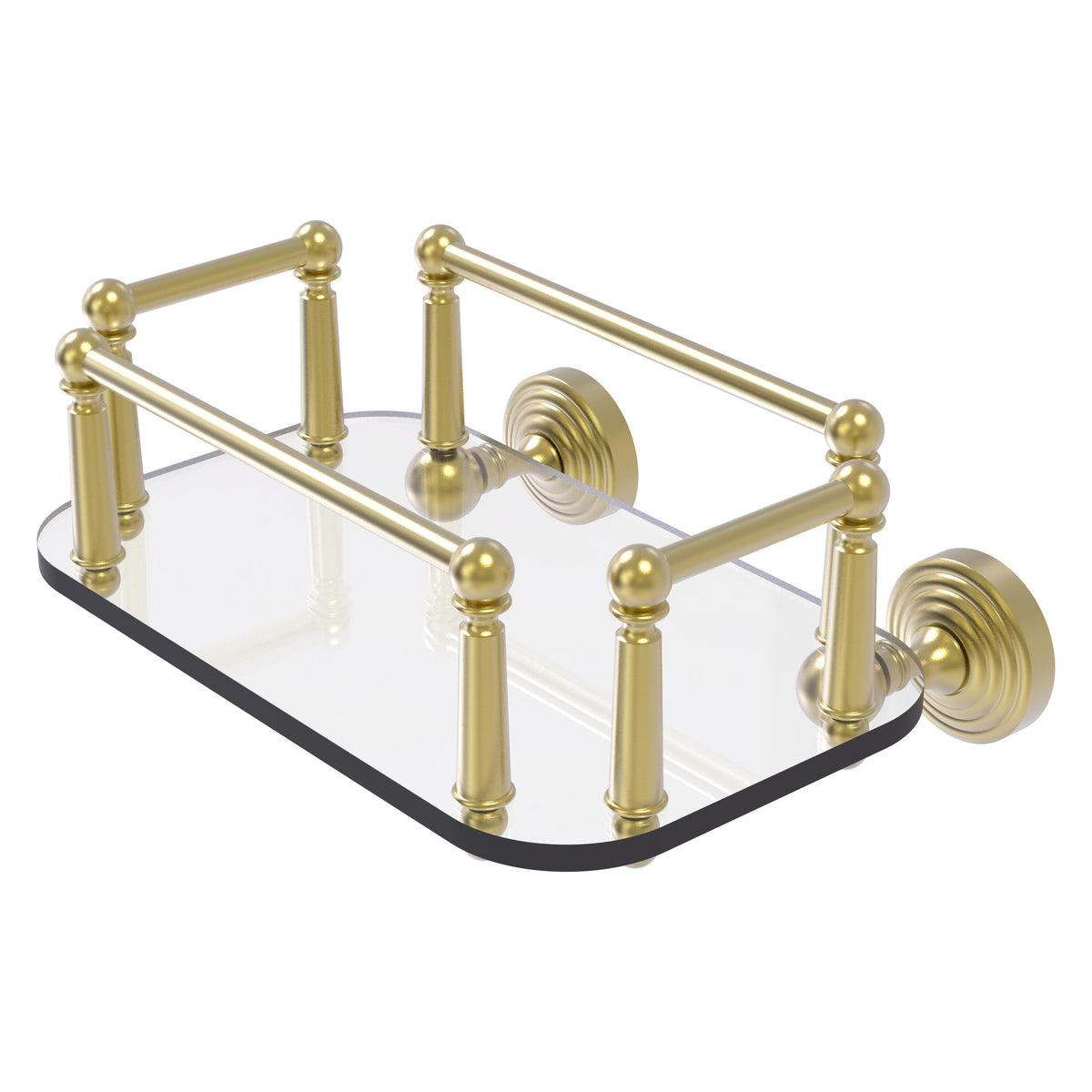 Allied Brass WP-GT-5-SBR Waverly Place Satin Brass Wall-Mounted Glass Guest Towel Tray