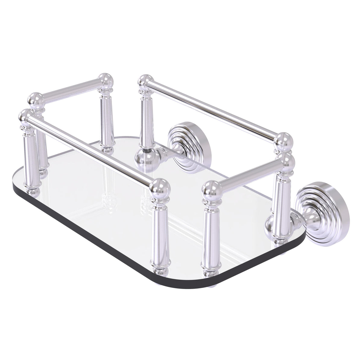 Allied Brass WP-GT-5-SCH Waverly Place Satin Chrome Wall-Mounted Glass Guest Towel Tray