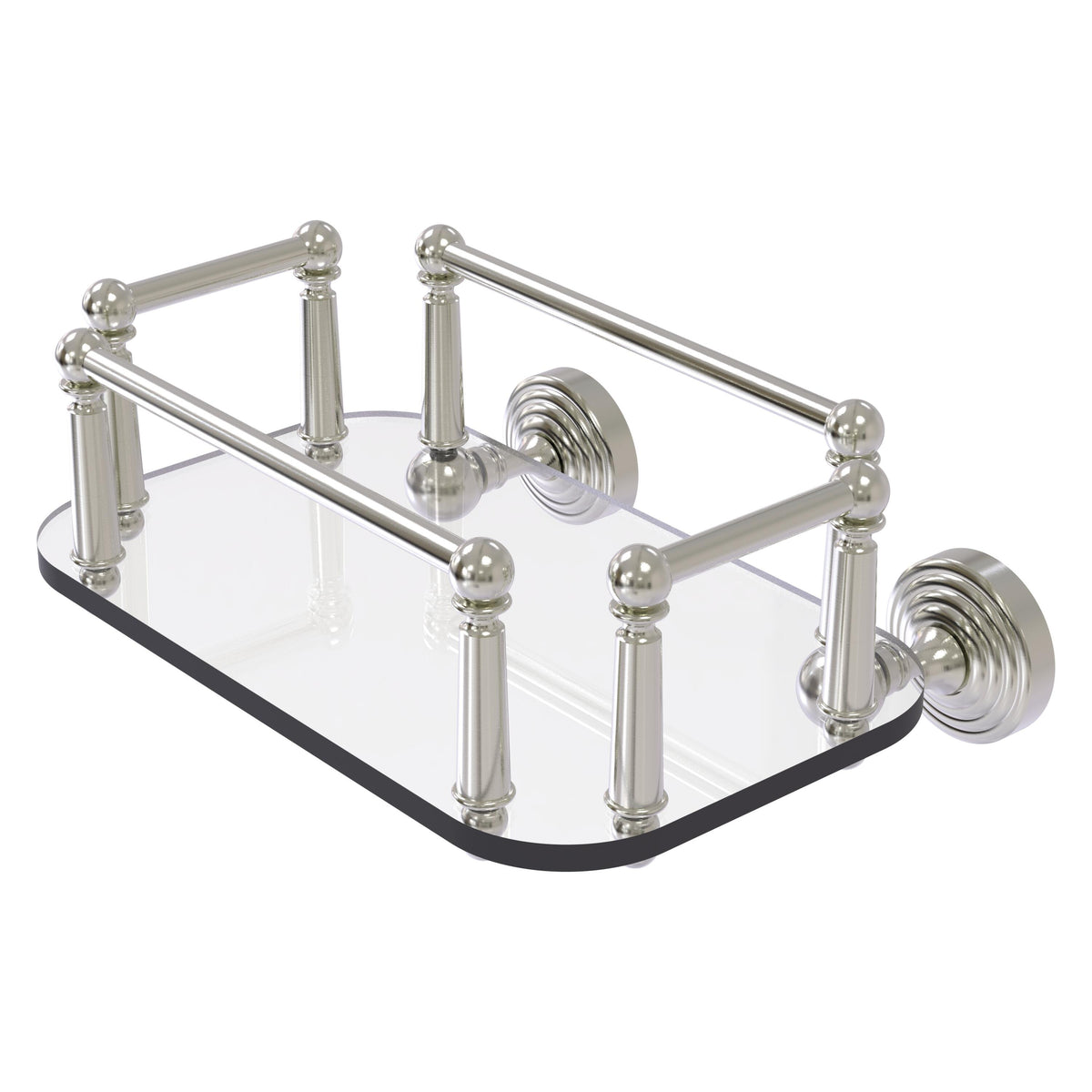Allied Brass WP-GT-5-SN Waverly Place Satin Nickel Wall-Mounted Glass Guest Towel Tray