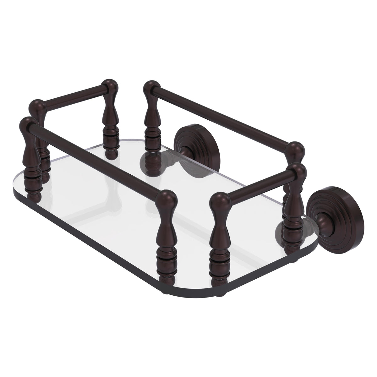 Allied Brass WP-GT-6-ABZ Waverly Place Antique Bronze Wall-Mounted Glass Guest Towel Tray