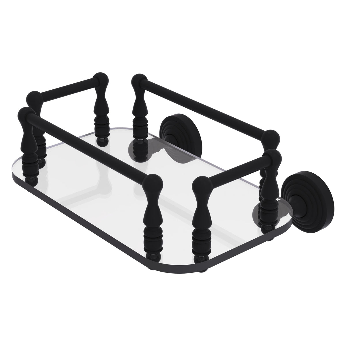 Allied Brass WP-GT-6-BKM Waverly Place Matte Black Wall-Mounted Glass Guest Towel Tray