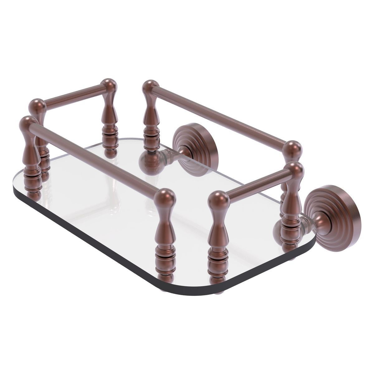 Allied Brass WP-GT-6-CA Waverly Place Antique Copper Wall-Mounted Glass Guest Towel Tray