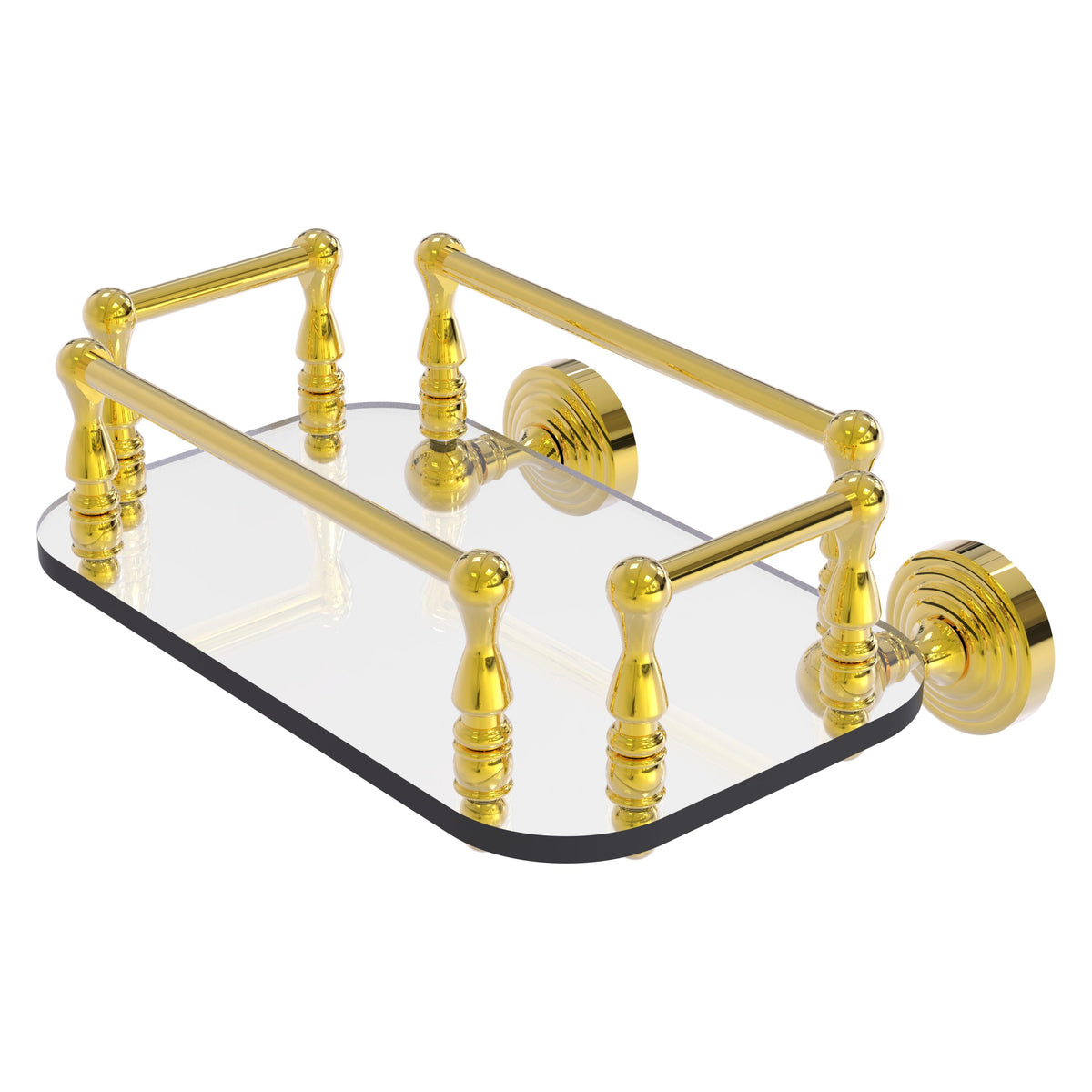 Allied Brass WP-GT-6-PB Waverly Place Polished Brass Wall-Mounted Glass Guest Towel Tray