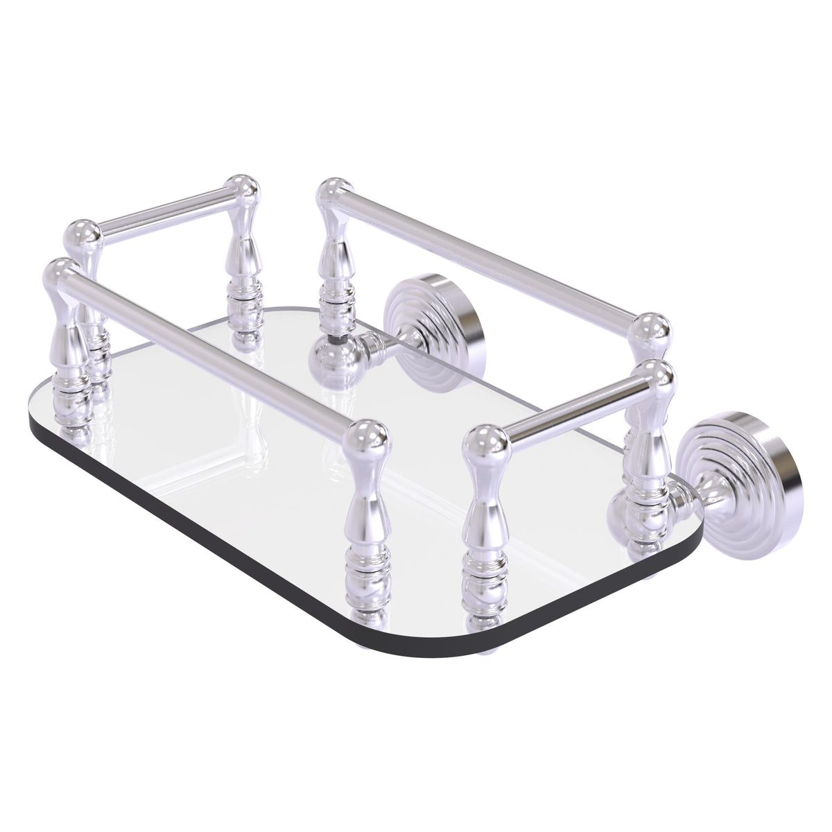 Allied Brass WP-GT-6-SCH Waverly Place Satin Chrome Wall-Mounted Glass Guest Towel Tray
