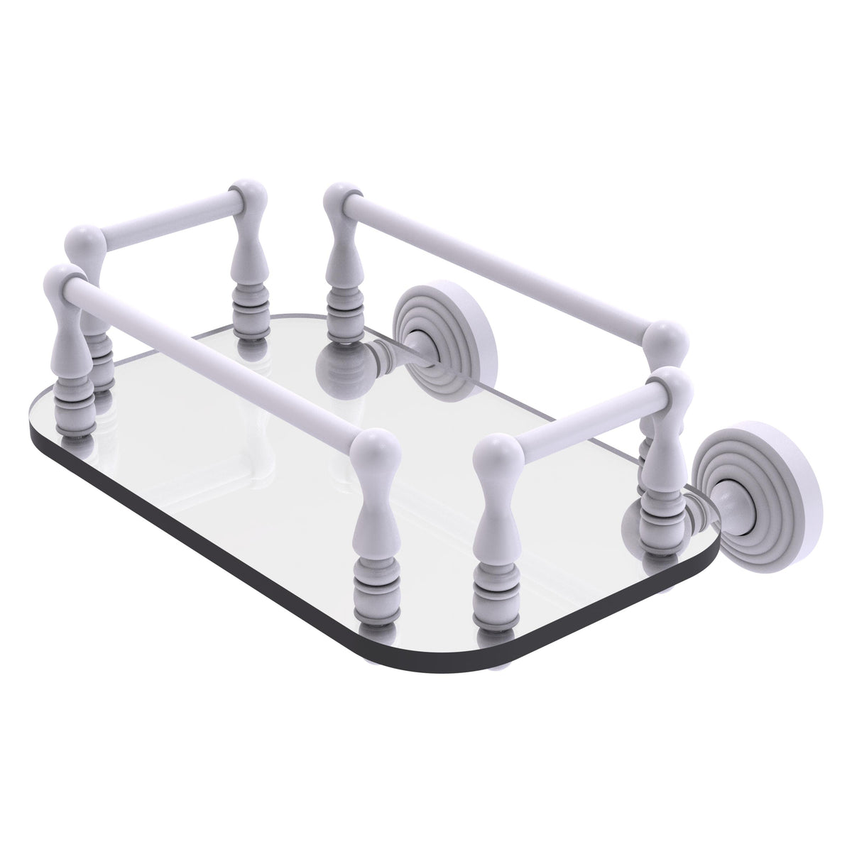 Allied Brass WP-GT-6-WHM Waverly Place Matte White Wall-Mounted Glass Guest Towel Tray