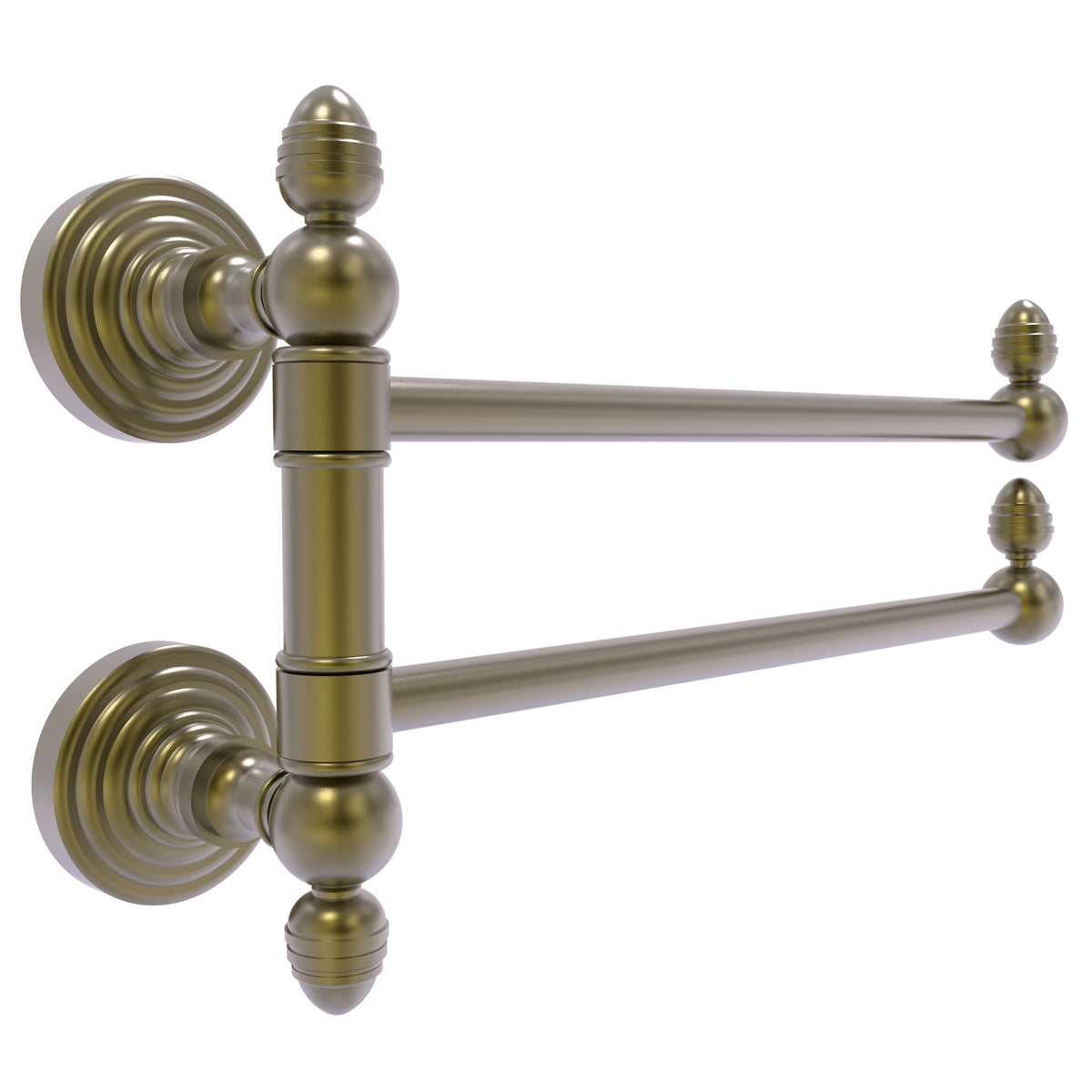 Allied Brass WP-GTB-2-ABR Waverly Place 2-Swing Arm Antique Brass Towel Rail