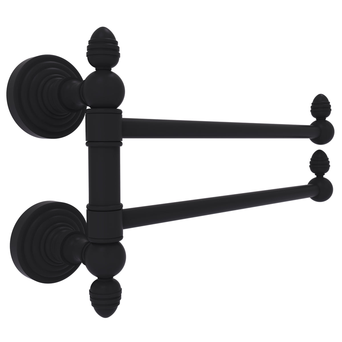 Allied Brass WP-GTB-2-BKM Waverly Place 2-Swing Arm Matte Black Towel Rail