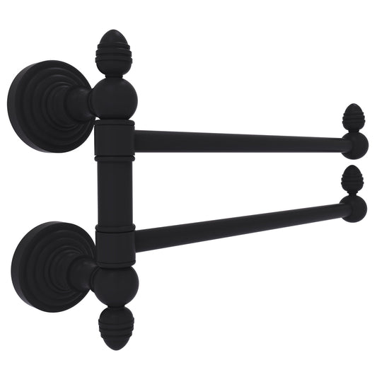 Allied Brass WP-GTB-2-BKM Waverly Place 2-Swing Arm Matte Black Towel Rail